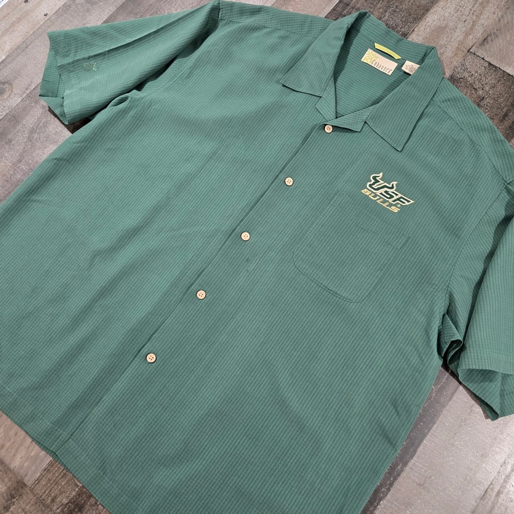 Cubavera USF Bulls Shirt Mens XXL Green Textured Rayon Blend Camp Cabana NCAA